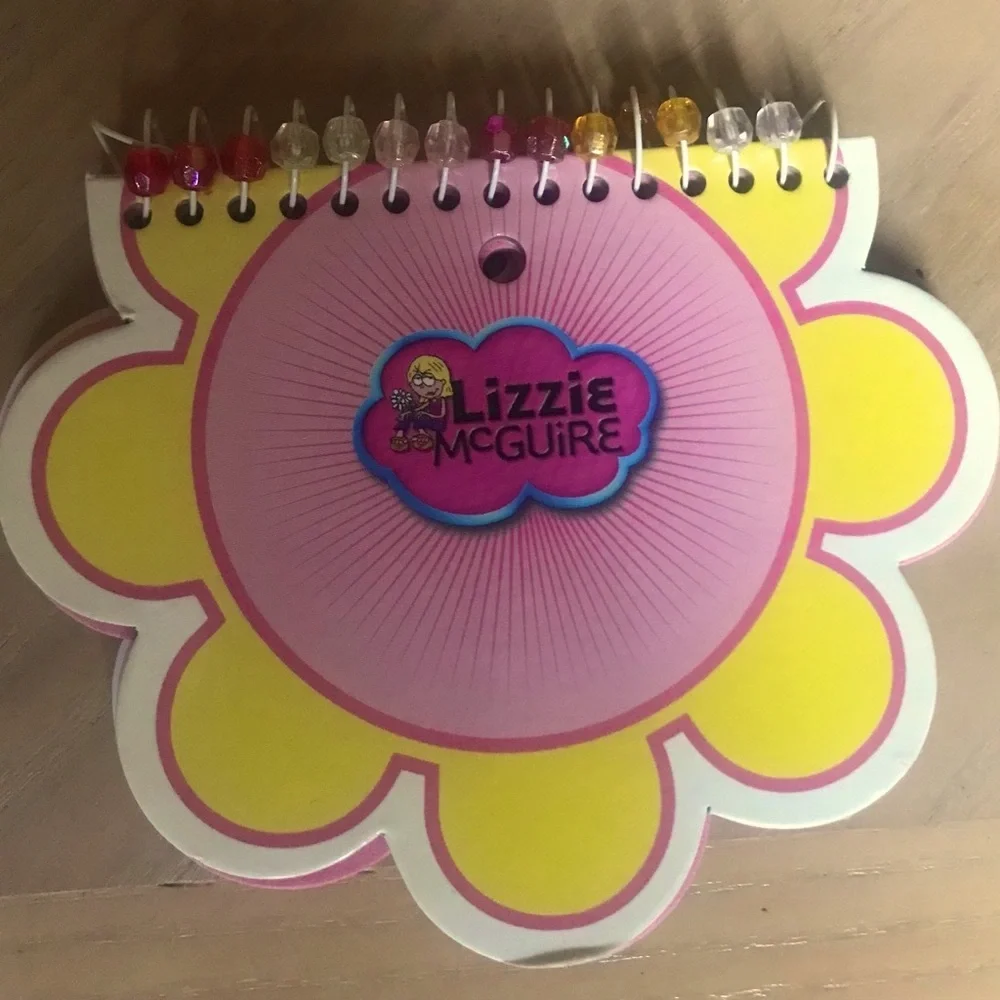 DISNEY LIZZIE MCGUIRE Vintage Beaded Pink Flower Notepad NWT